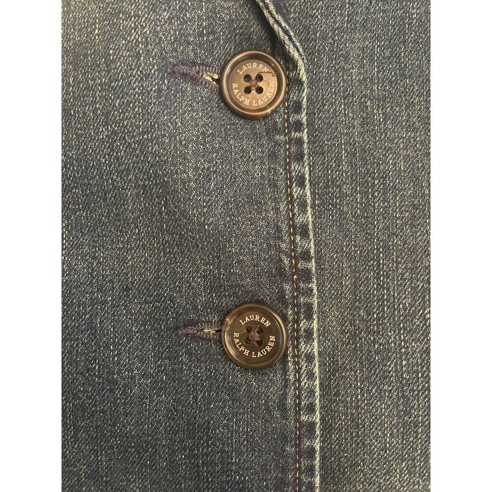 Lauren Ralph Lauren Womens Blazer Jean Jacket Sz 2 Embellished Lace Insulated - Picture 10 of 16
